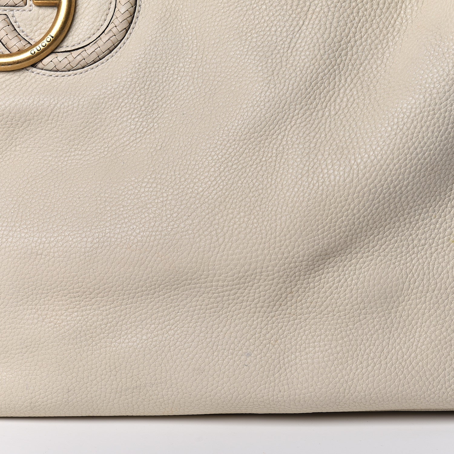 Gucci Pebbled Calfskin Twill Medium Top Handle Satchel White 23 of 25