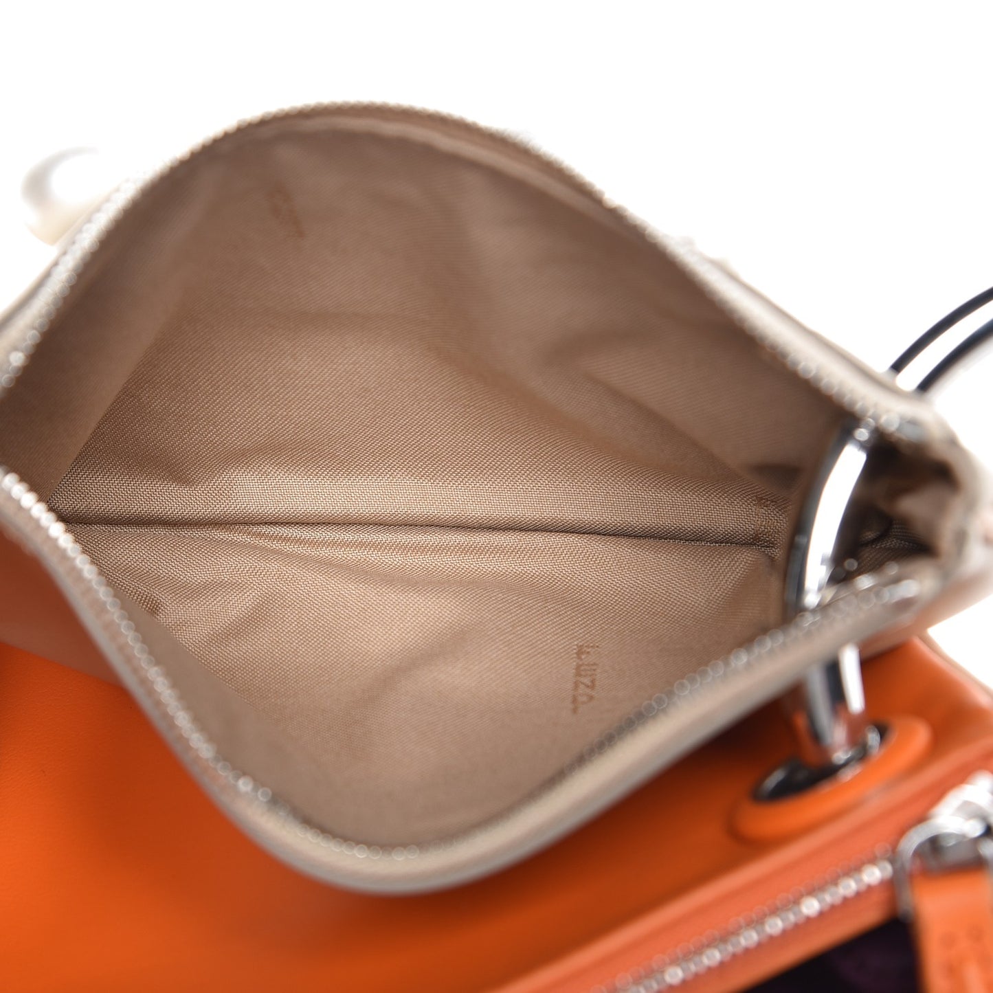 Calfskin Pearl F is Fendi Embellished Triplette Pouch Set Amido Papaya Amarone