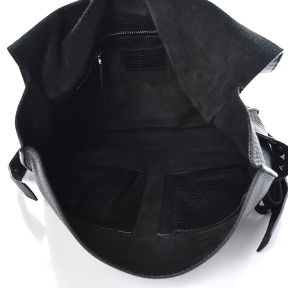 Valentino Garavani Pebbled Calfskin Rockstud Convertible Messenger Backpack Bag Black 7 of 9