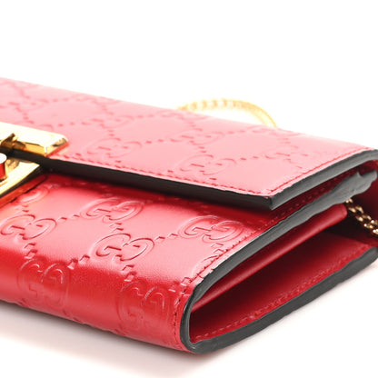 Gucci Guccissima Padlock Continental Chain Wallet Hibiscus Red 10 of 10