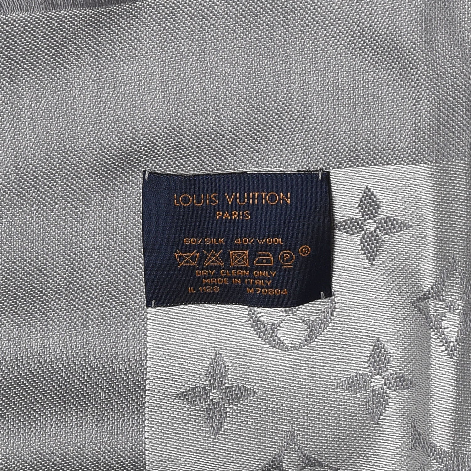 Louis Vuitton Silk Wool Monogram Shawl Pearl Grey 4 of 4