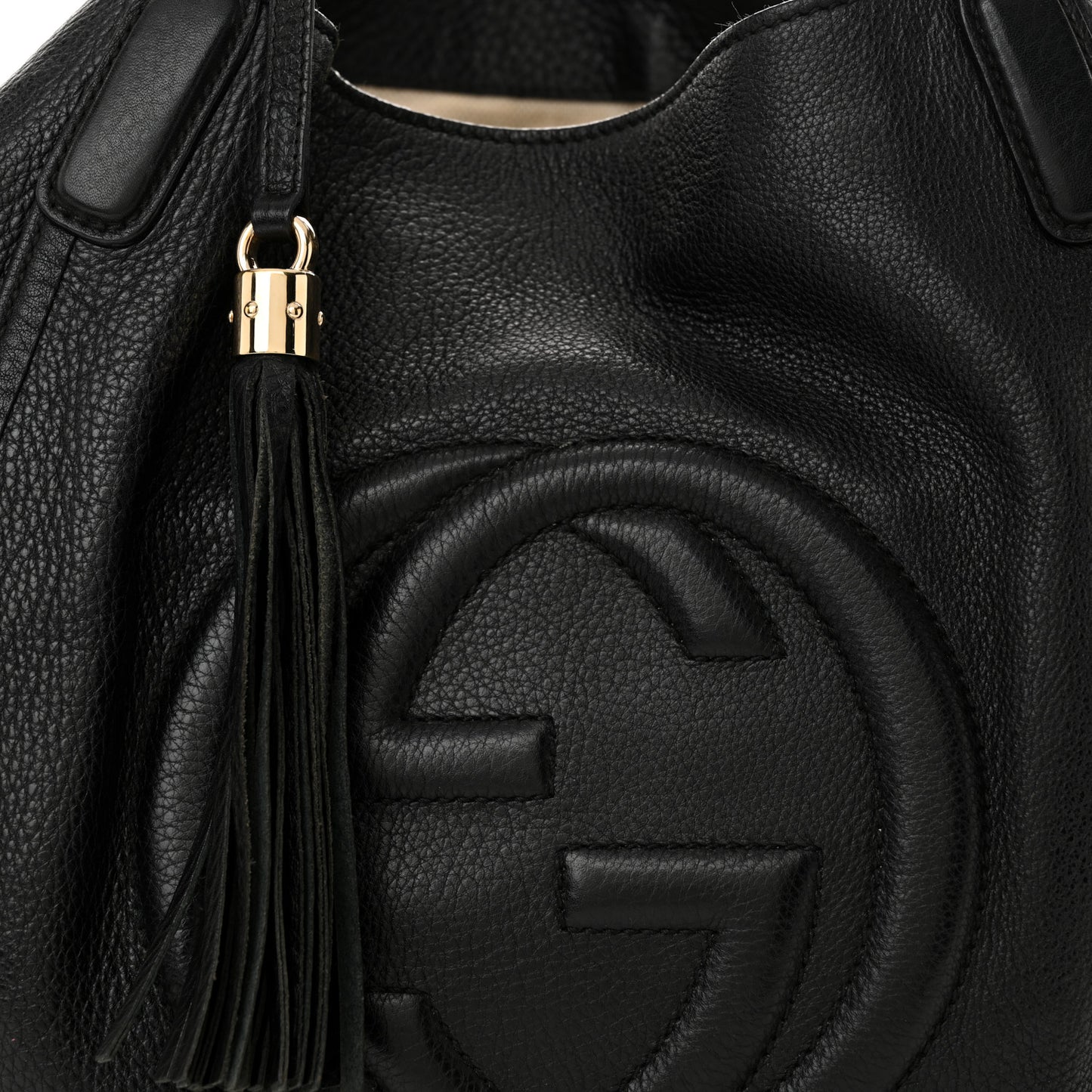 Pebbled Calfskin Medium Soho Shoulder Bag Black