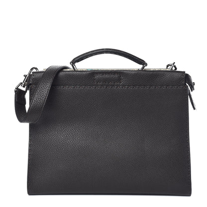 Fendi Calfskin Romano Selleria Large Peekaboo Iconic Fit Satchel Brown Milk Multicolor 3 of 12