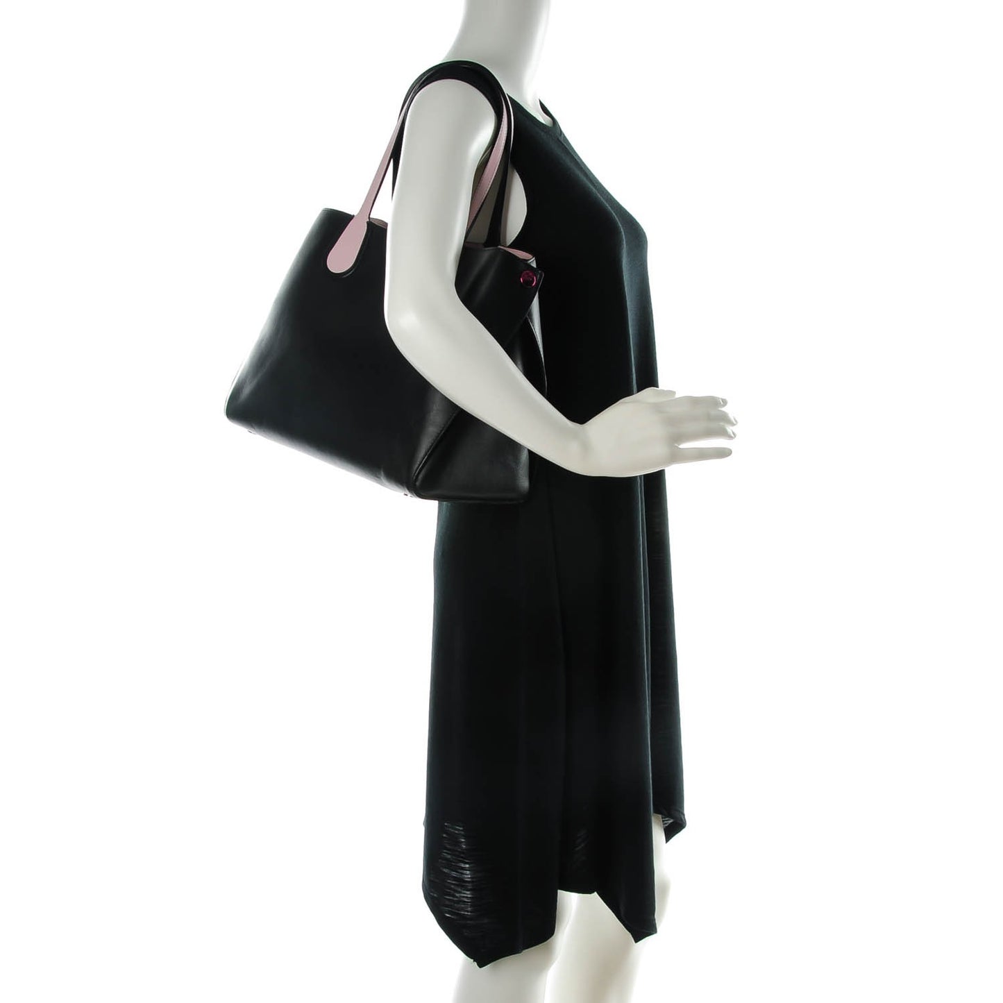 Calfskin Small Addict Shopping Tote Black Pink