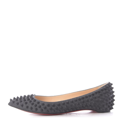 Christian Louboutin Flannel Pigalle Spikes Flats 37.5 Antracite 1 of 10