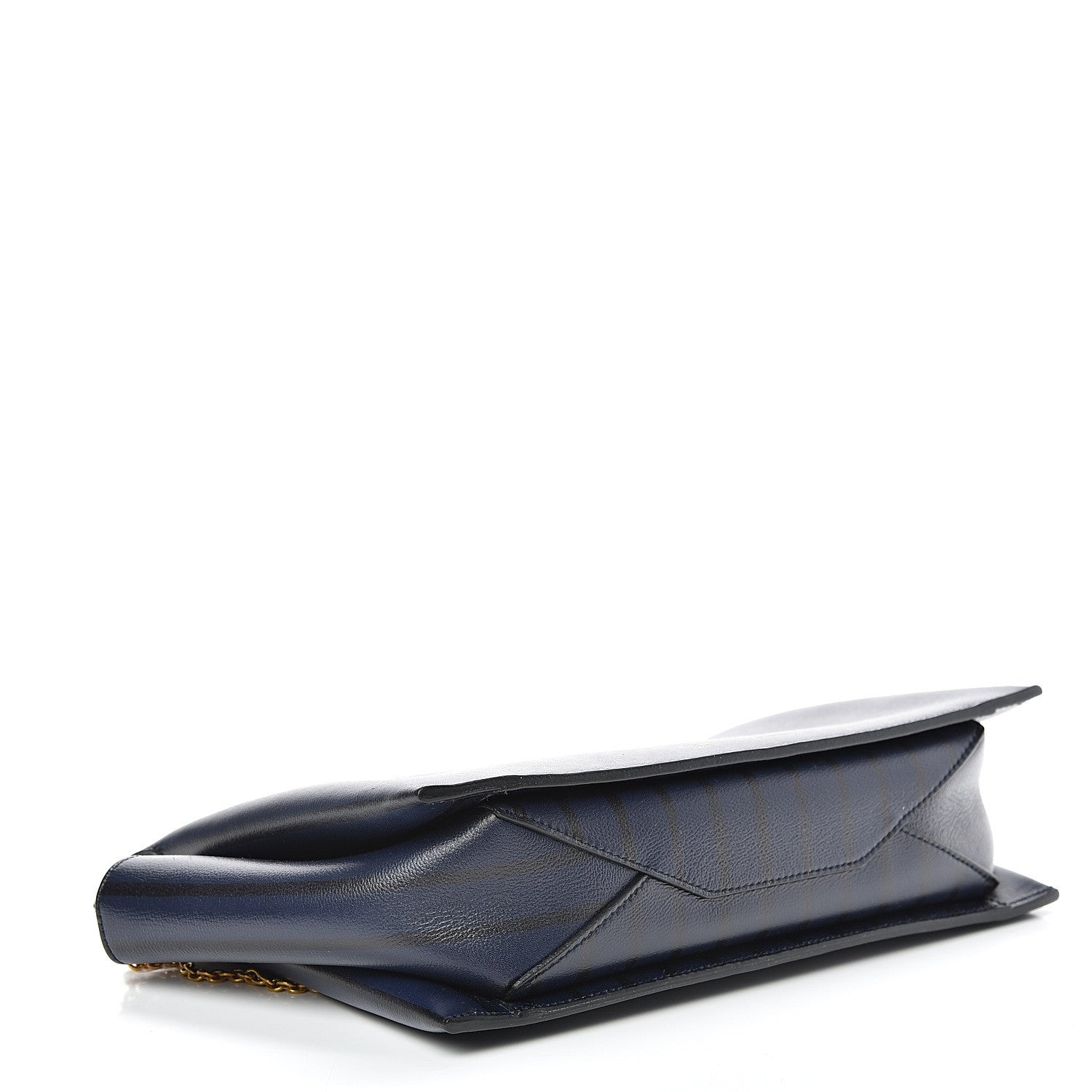 Celine Grained Calfskin Striped Tri-Fold Clutch Midnight 3 of 9