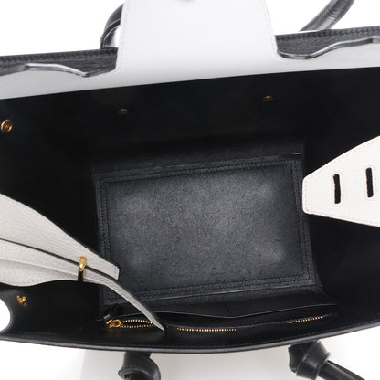Celine Elephant Calfskin Small Bi-Color Tie Knot Tote White Black 5 of 9