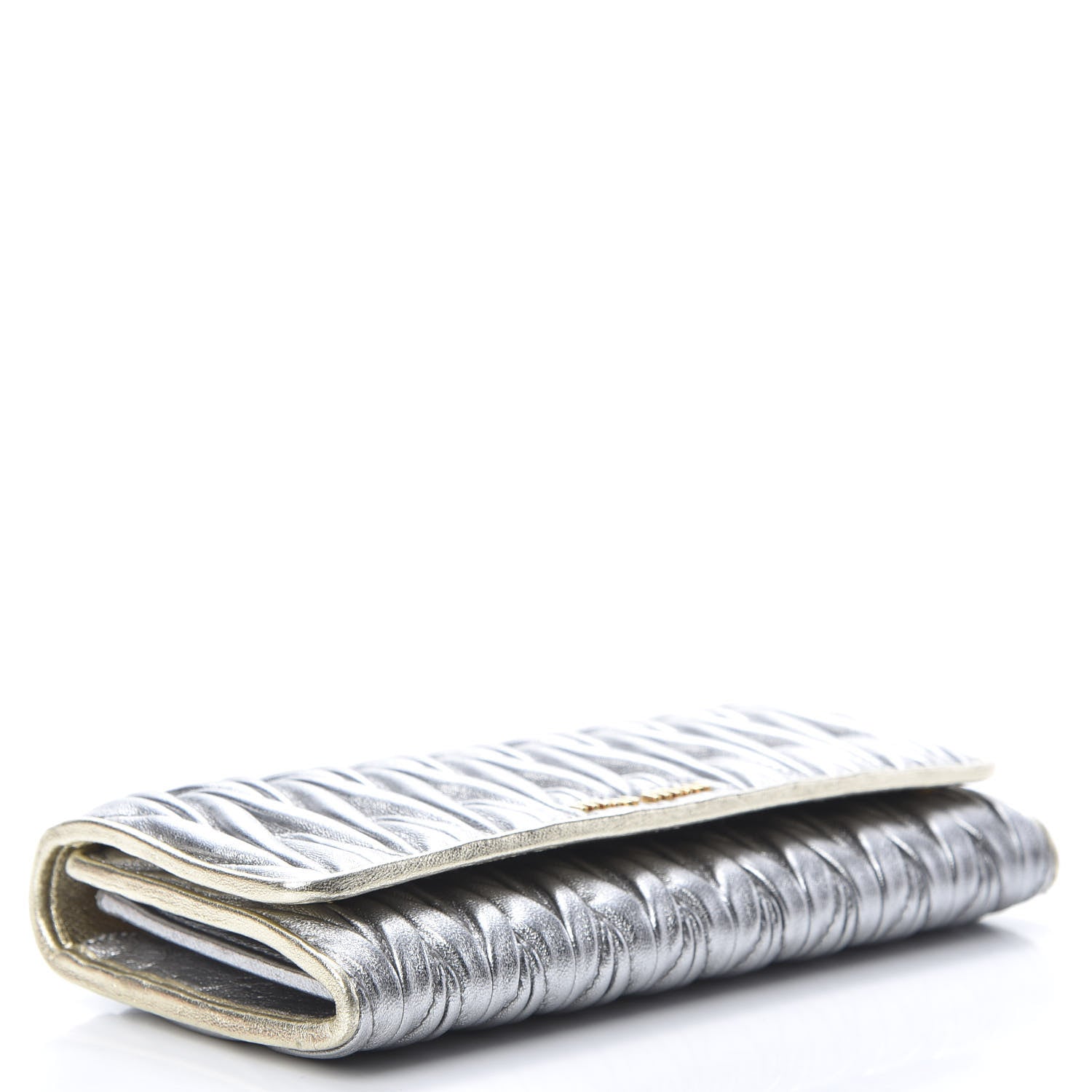 Miu Miu Metallic Matelasse Wallet Cromo Pirite 3 of 8