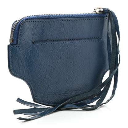 Balenciaga Agneau Silver Hardware Pouch Bleu Profond 3 of 8