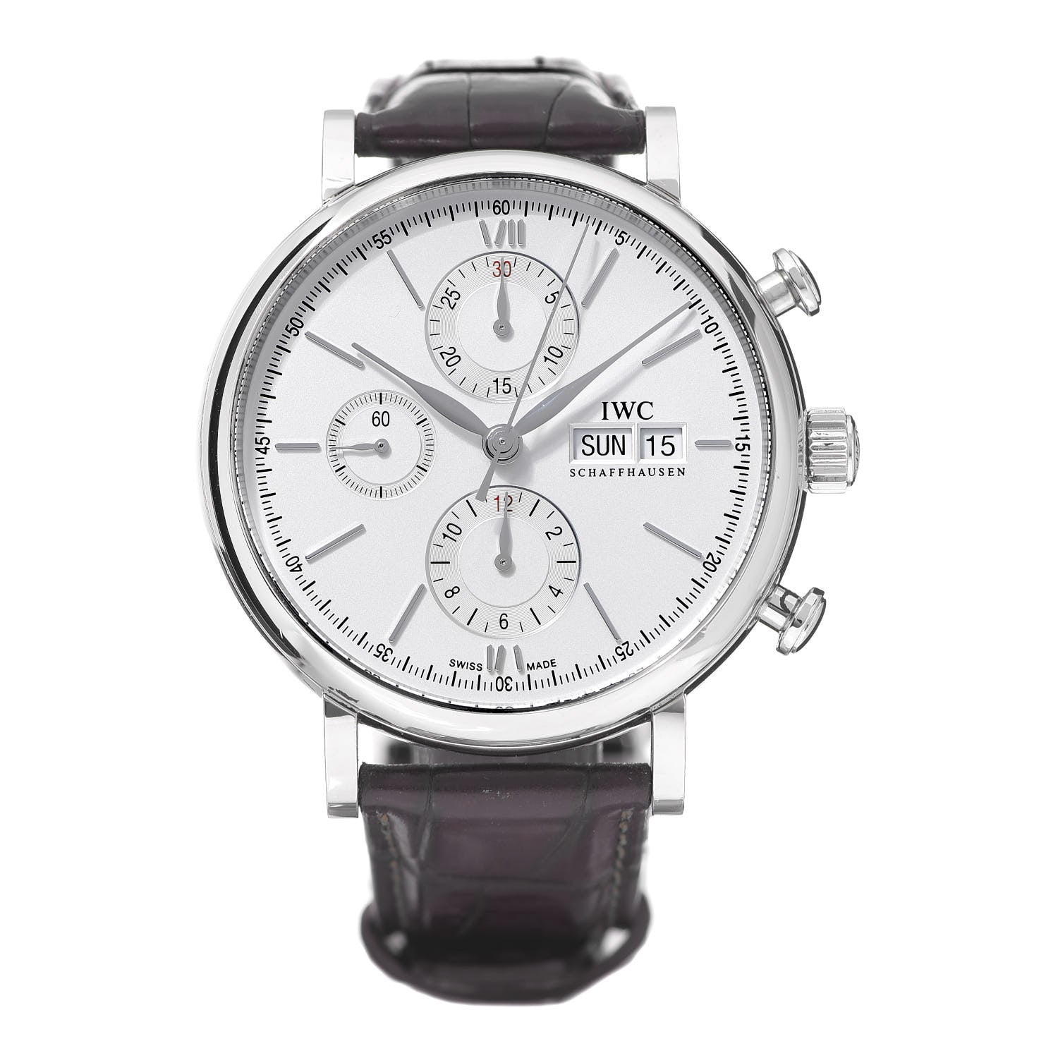 IWC Stainless Steel Alligator 42mm Portofino Chronograph Automatic Watch IW391007 1 of 9