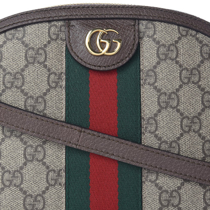 Gucci GG Supreme Monogram Textured Dollar Calfskin Web Small Ophidia Dome Shoulder Bag Beige Ebony New Acero 9 of 11