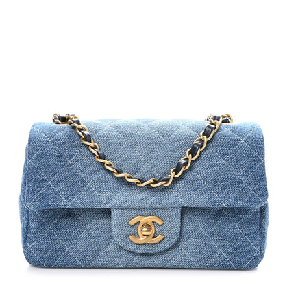Chanel Washed Denim Quilted Mini Rectangular Flap Blue 1 of 10