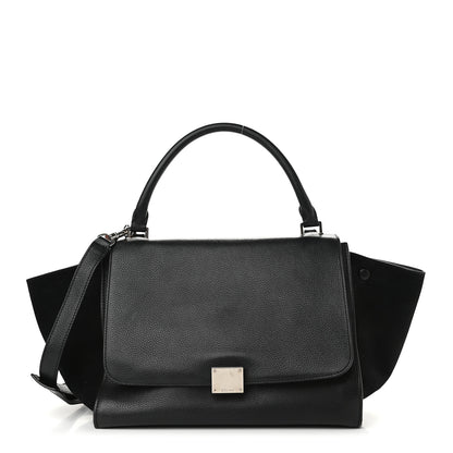 Celine Drummed Calfskin Suede Medium Trapeze Black 1 of 11