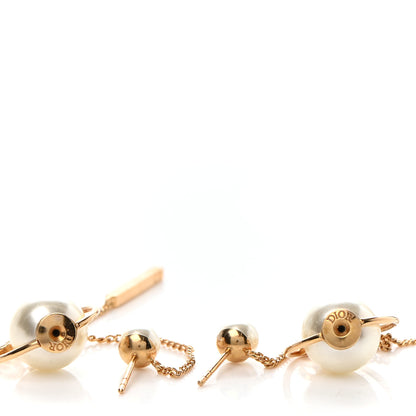 Christian Dior Pearl Tribales Dangle Chain Earrings Gold 3 of 6