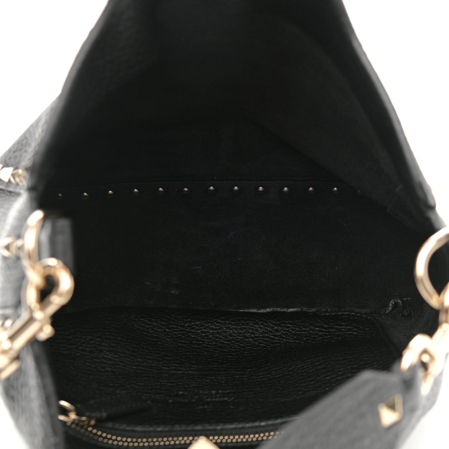 Pebbled Calfskin Small Rockstud Flip-Lock Messenger Bag Black