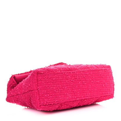 Saint Laurent Boucle Tweed Quilted Toy Loulou Puffer Monogram Chain Satchel Magenta 4 of 12