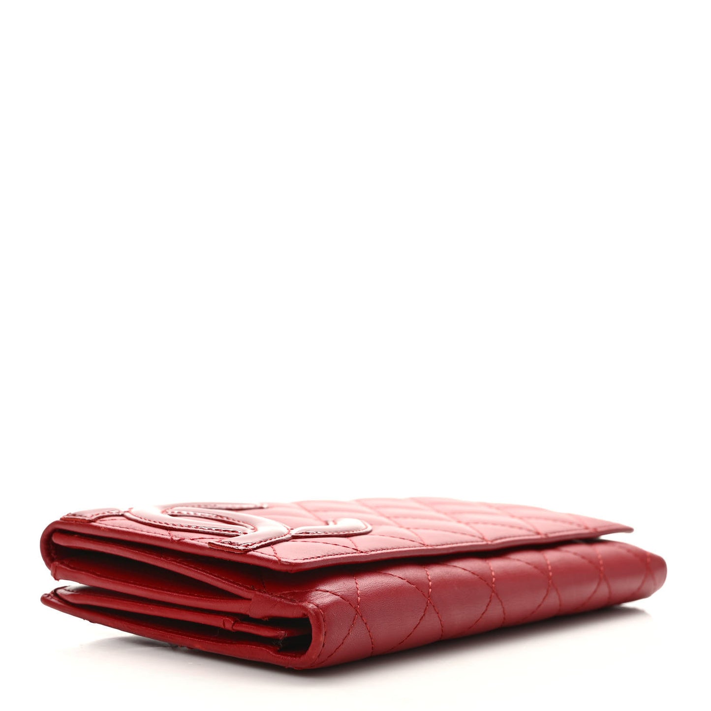 Calfskin Quilted Cambon Long Double Wallet Red