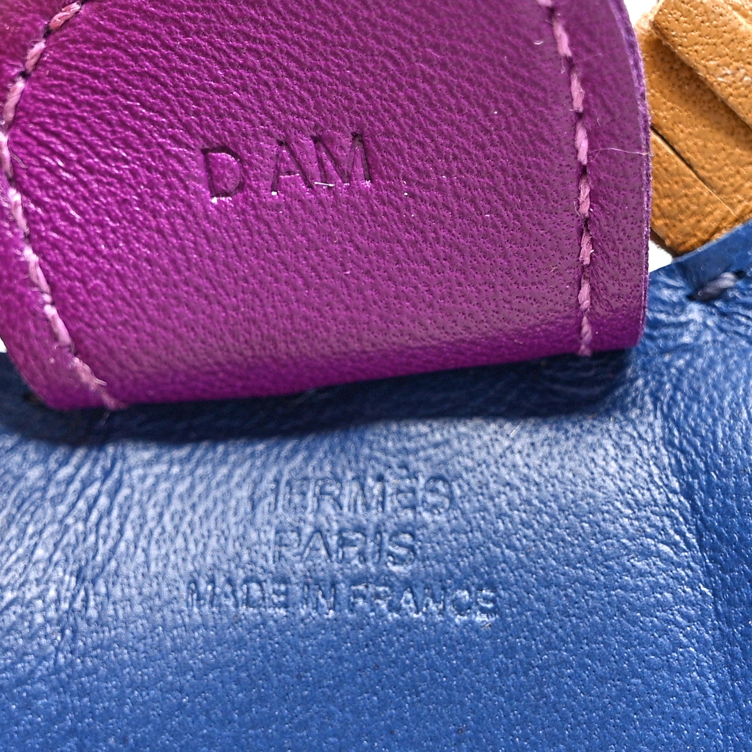 Hermes Milo Lambskin Grigri Rodeo Horse Bag Charm MM Bleu de Malte Kraft Violet 3 of 4