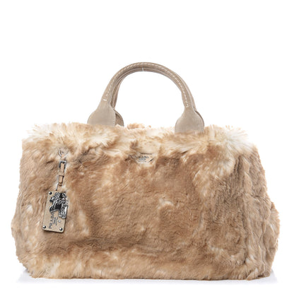 Prada Eco Lapin Faux Fur Open Top Tote Cipria 1 of 8