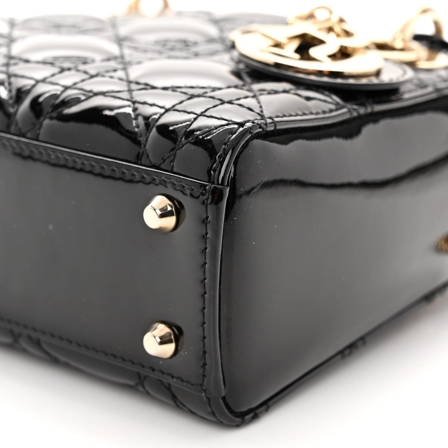 Patent Cannage Mini Lady Dior Black