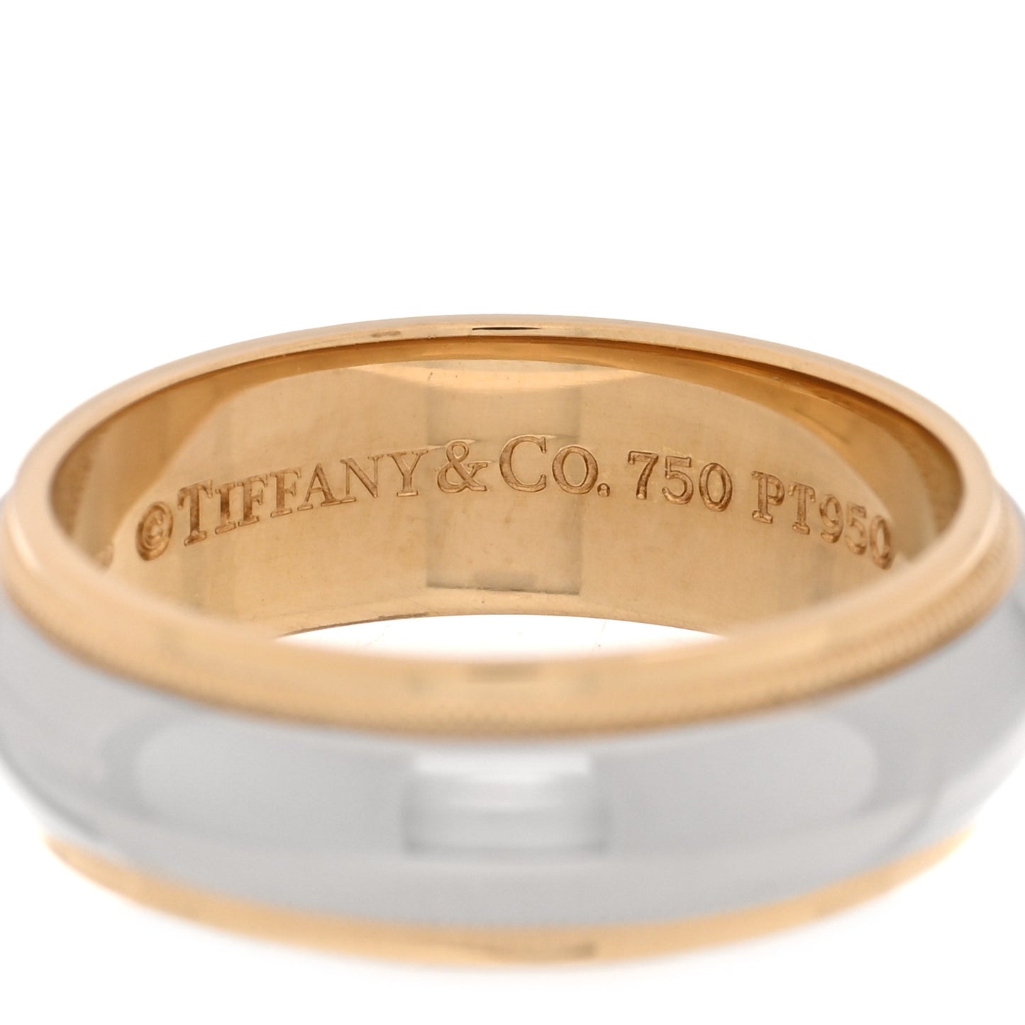 Platinum 18K Yellow Gold 6mm Together Milgrain Wedding Band Ring 53 6.5