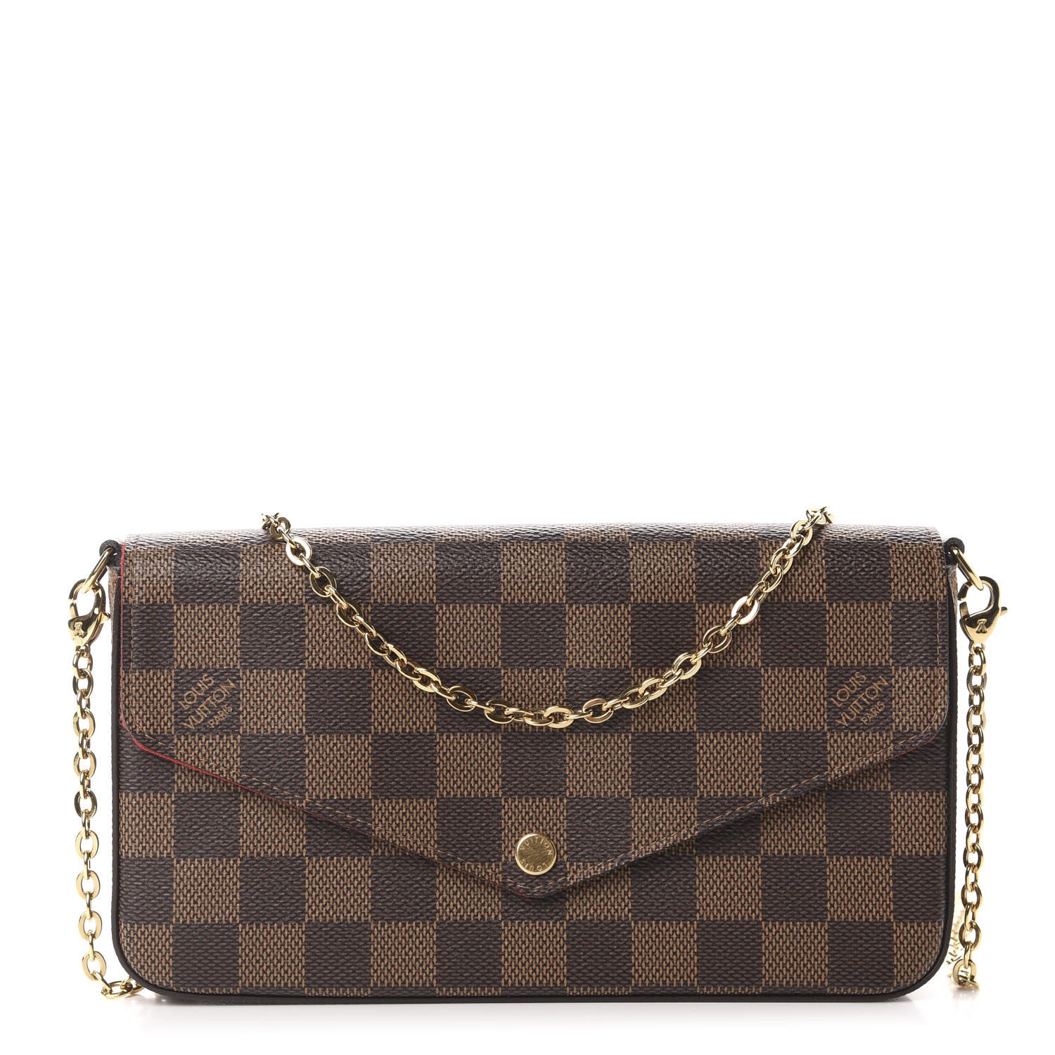 Louis Vuitton Damier Ebene Pochette Felicie Chain Wallet 1 of 11