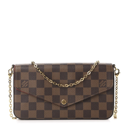 Louis Vuitton Damier Ebene Pochette Felicie Chain Wallet 1 of 11