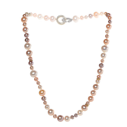 David Yurman Sterling Silver 14K Yellow Gold 5-8.5mm Pink Pearl Necklace 3 of 5