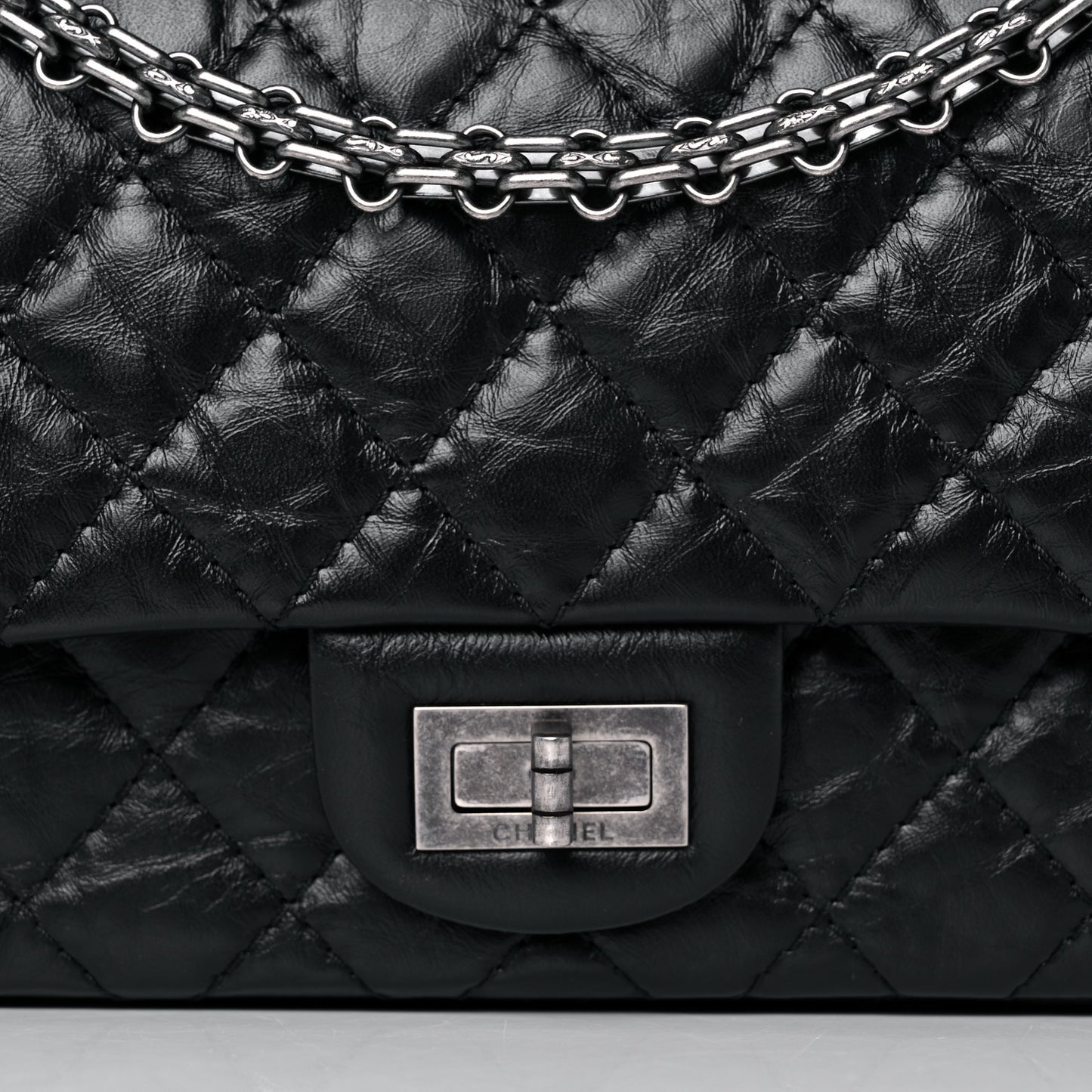 Aged Calfskin Quilted 2.55 Reissue 225 Flap Black