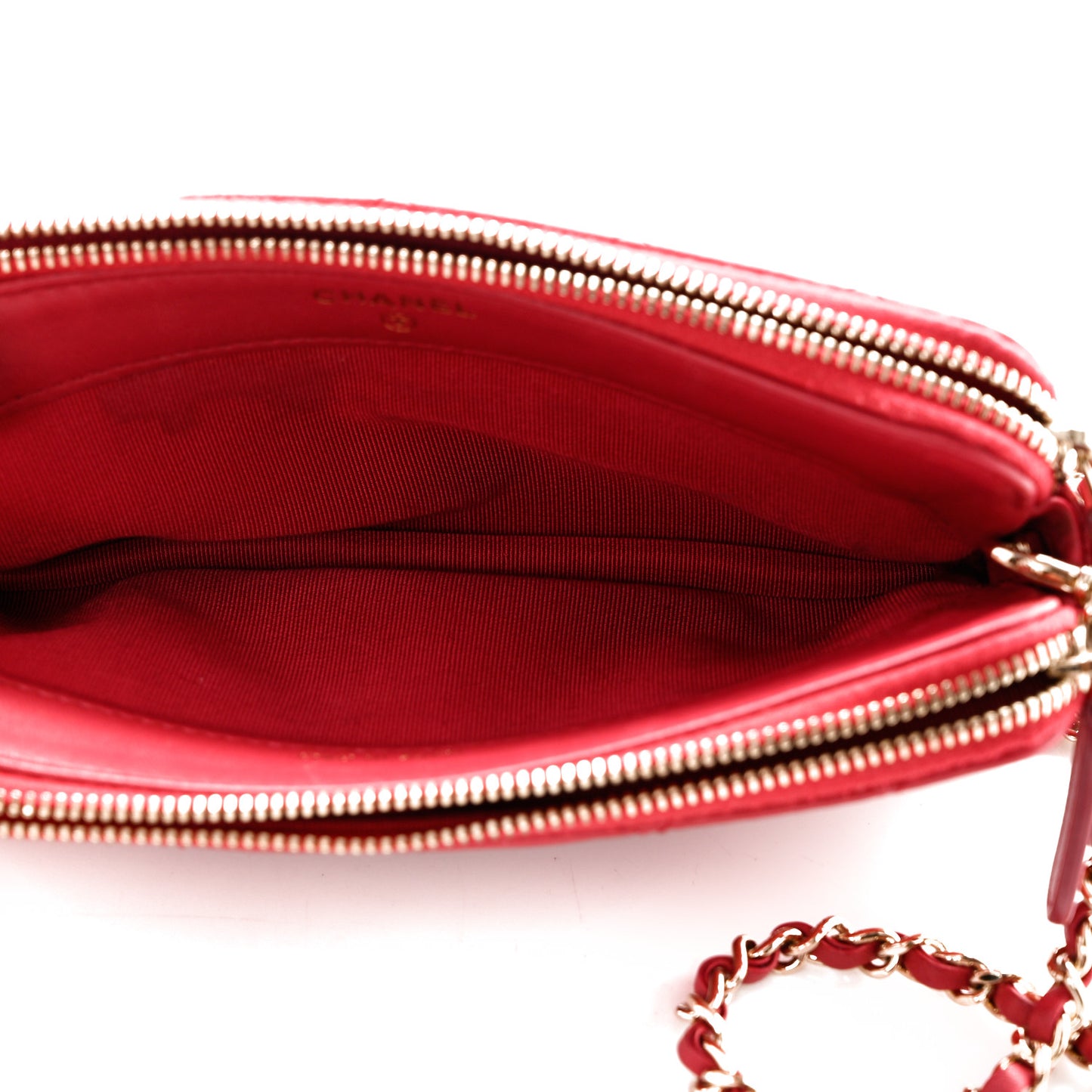 Lambskin Quilted Small Clutch With Chain Dark Pink