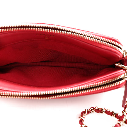 Chanel Lambskin Quilted Small Clutch With Chain Dark Pink 6 of 14