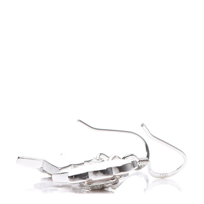 Chanel Sterling Silver Camellia Drop Earrings 3 of 4