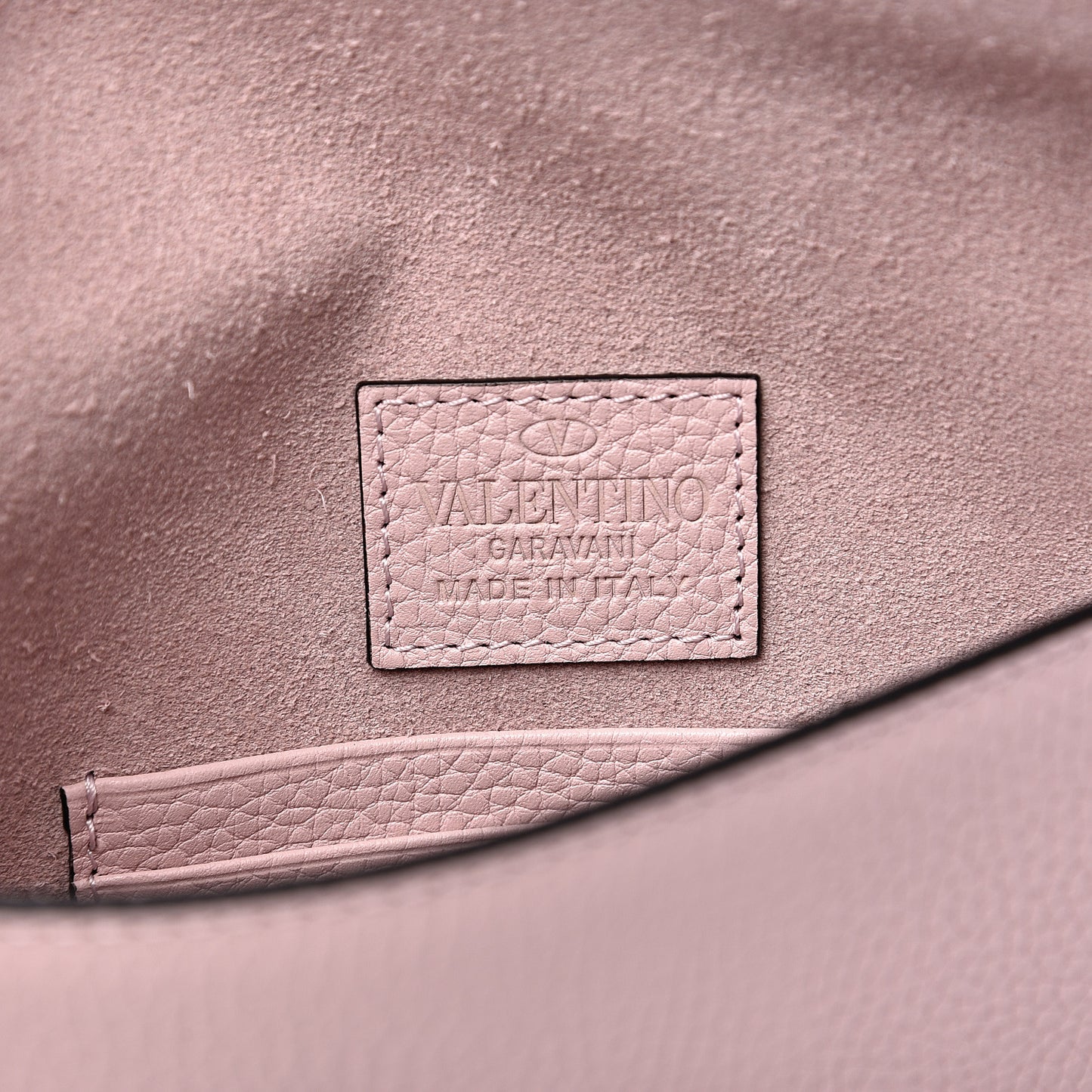Pebbled Calfskin Medium Rockstud Envelope Flat Wristlet Pouch Water Rose