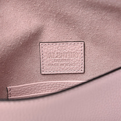 Valentino Garavani Pebbled Calfskin Medium Rockstud Envelope Flat Wristlet Pouch Water Rose 6 of 7