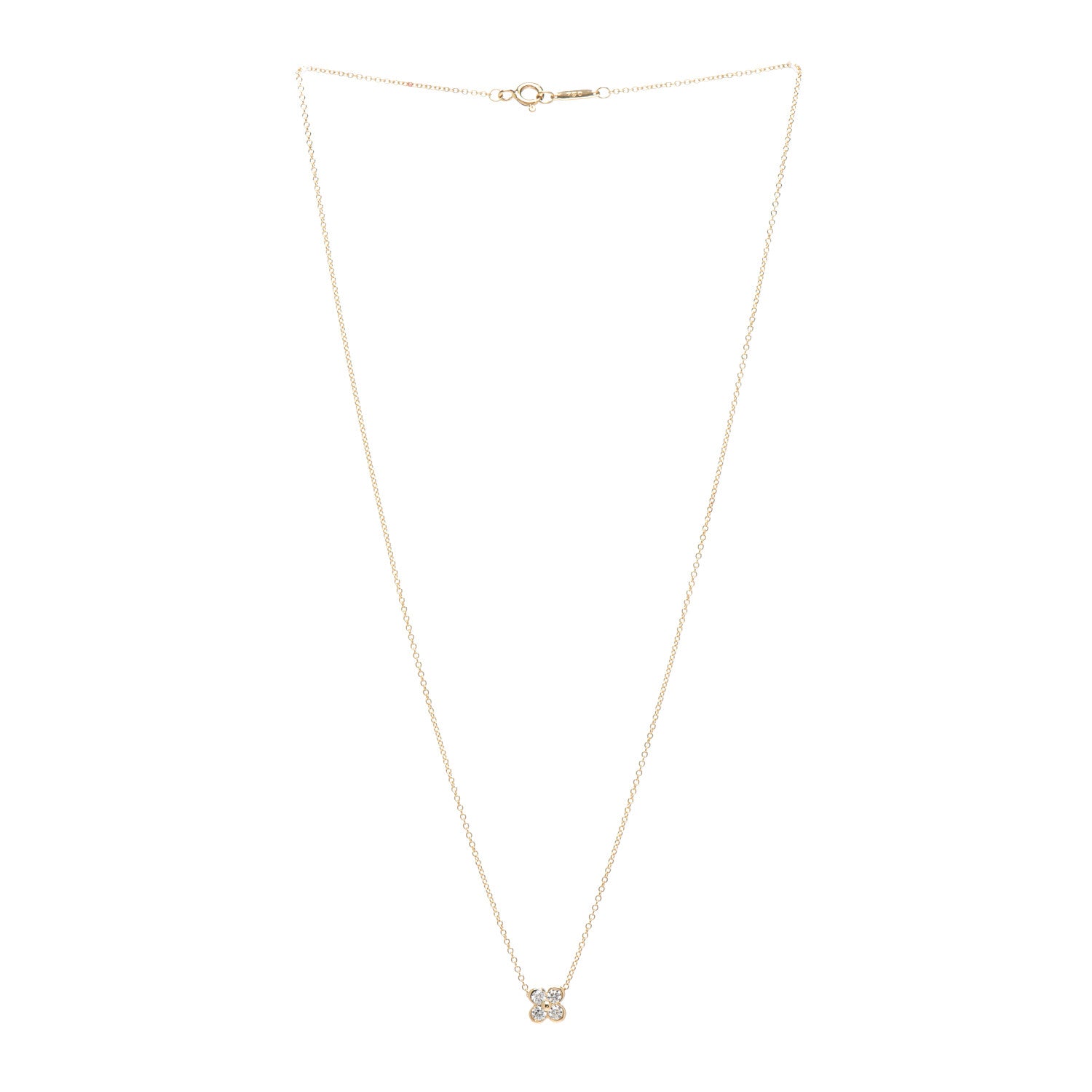 Tiffany 18K Yellow Gold Diamond Flower Pendant Necklace 3 of 5