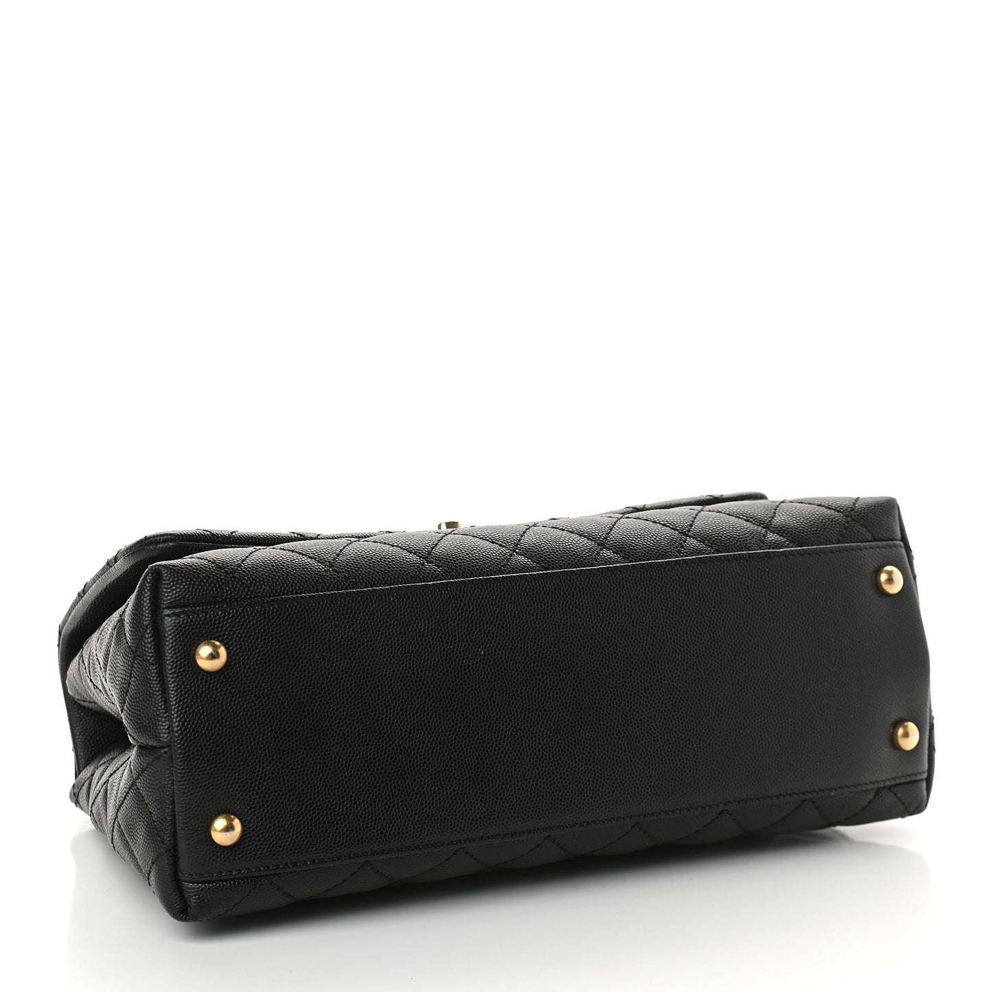 Caviar Lizard Quilted Small Coco Handle Flap Black