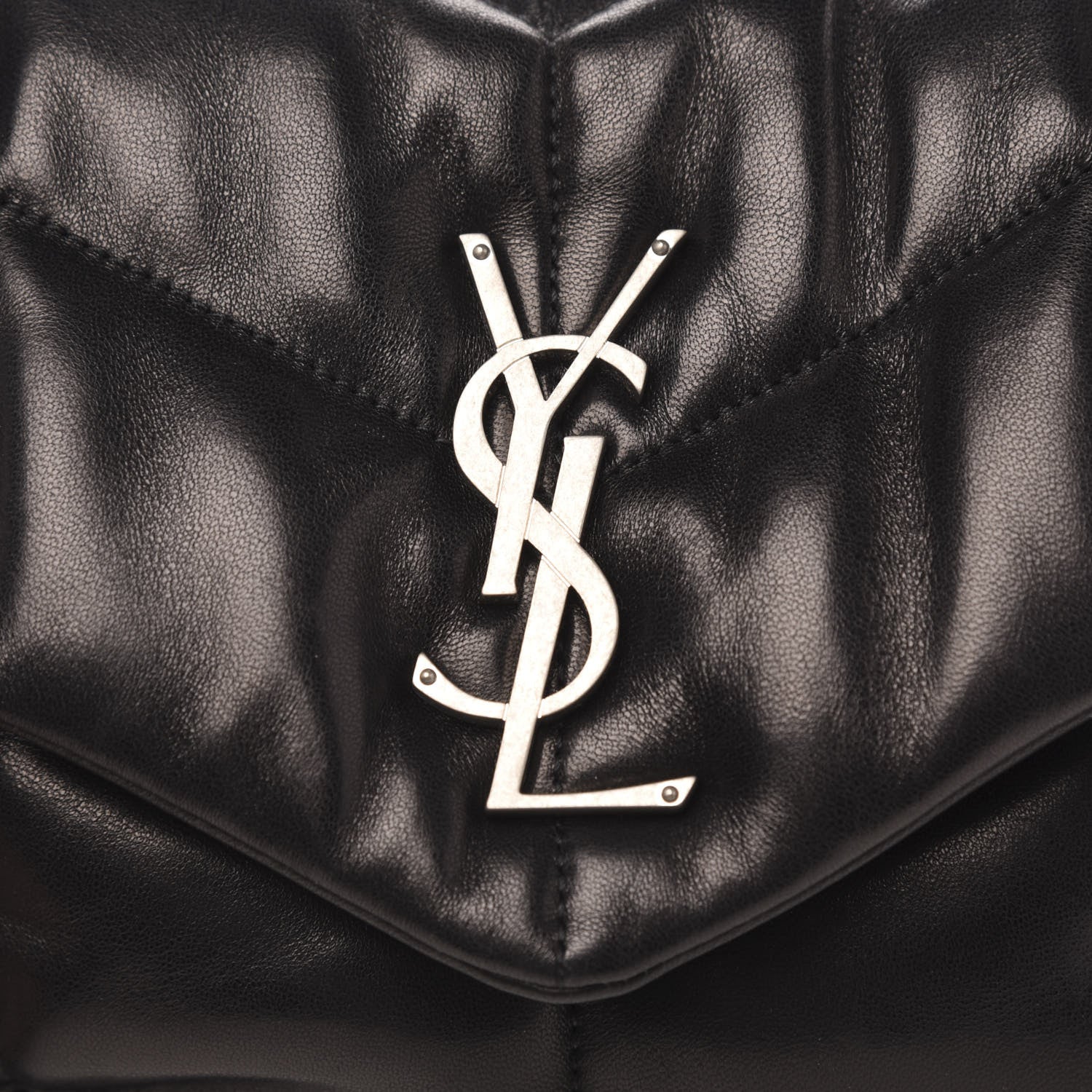 Saint Laurent Lambskin Quilted Small Loulou Puffer Monogram Chain Satchel Black 11 of 12