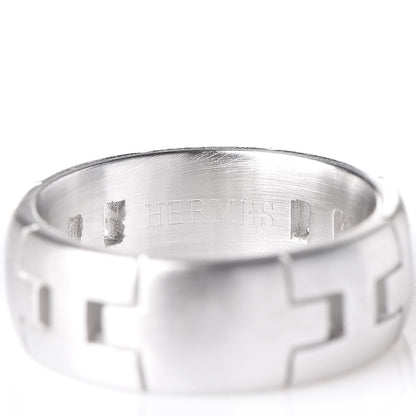 Hermes 18K White Gold Hercules H Band Ring 49 4.75 4 of 5