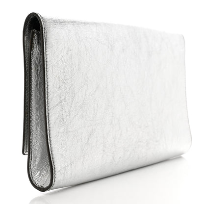 Saint Laurent Metallic Calfskin Monogram Large Belle De Jour Clutch Silver 3 of 9