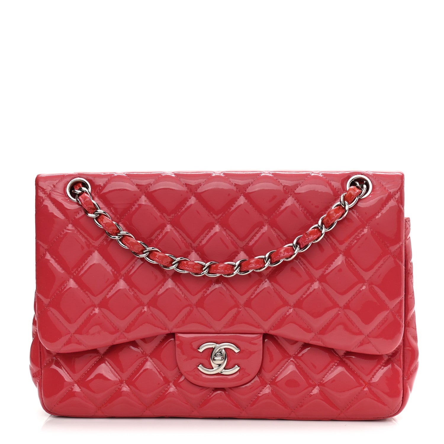 Chanel Patent Quilted Jumbo Double Flap Pink 1 of 15