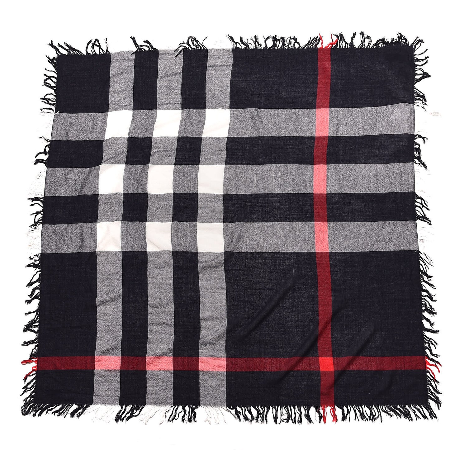 Merino Wool House Check Scarf Navy