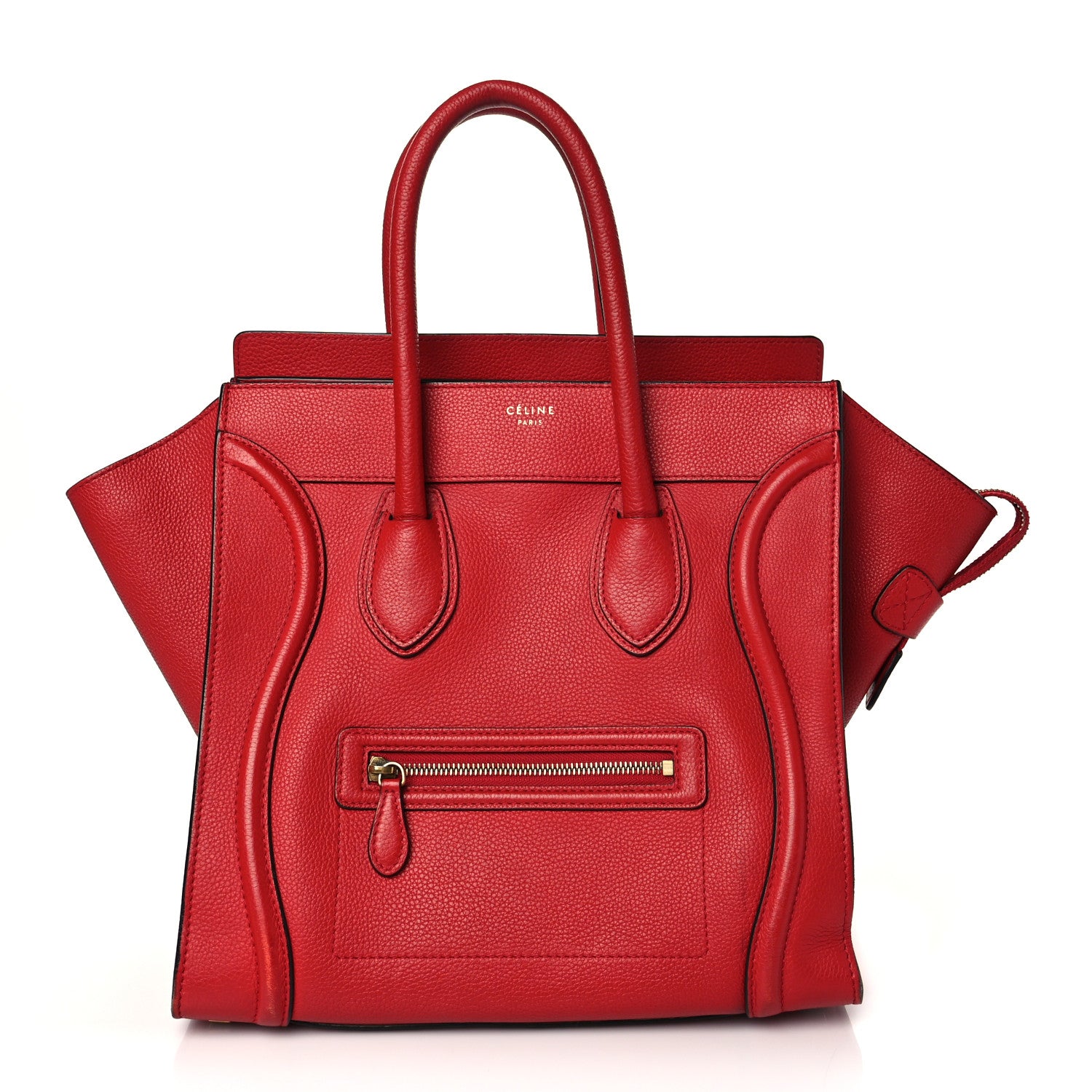 Celine Drummed Calfskin Mini Luggage Coquelicot 1 of 11