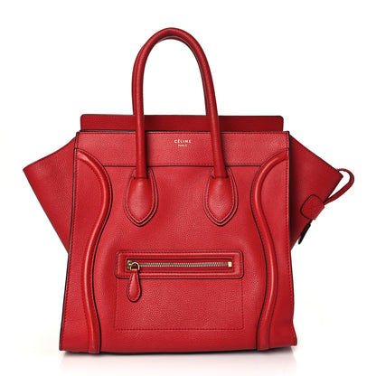 Celine Drummed Calfskin Mini Luggage Coquelicot 1 of 11