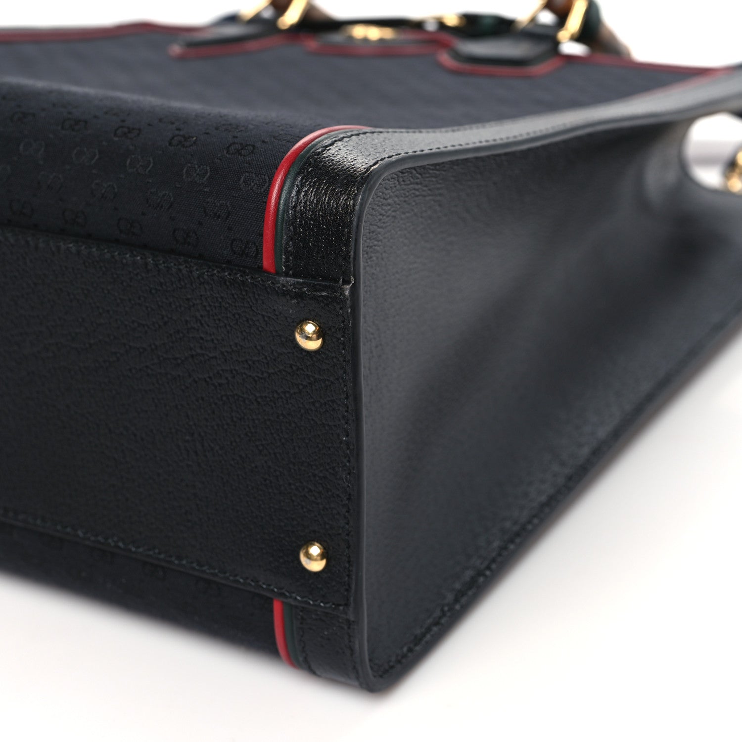 Gucci Mini Vintage GG Supreme Monogram Textured Dollar Calfskin Web Large Diana Tote Bag Black 10 of 10