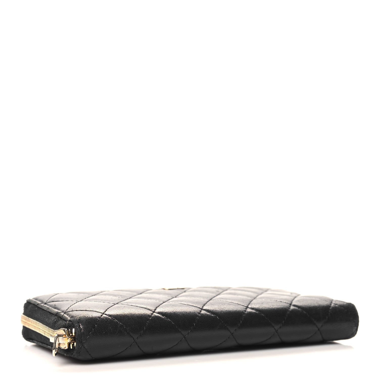 Chanel Lambskin Quilted Large Gusset Zip Around Wallet Black 4 of 14