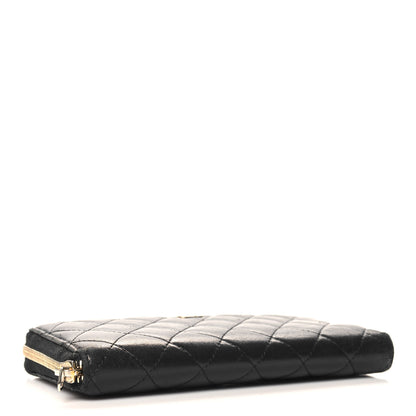 Chanel Lambskin Quilted Large Gusset Zip Around Wallet Black 4 of 14