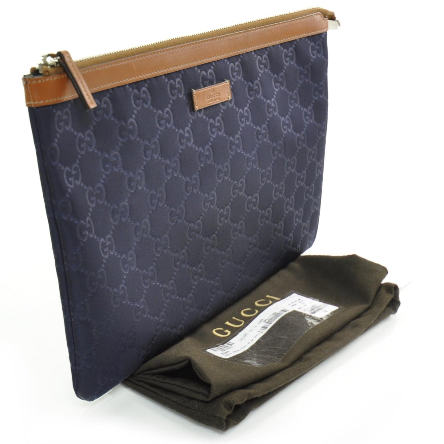 Nylon Monogram Zip Top Pouch Blue