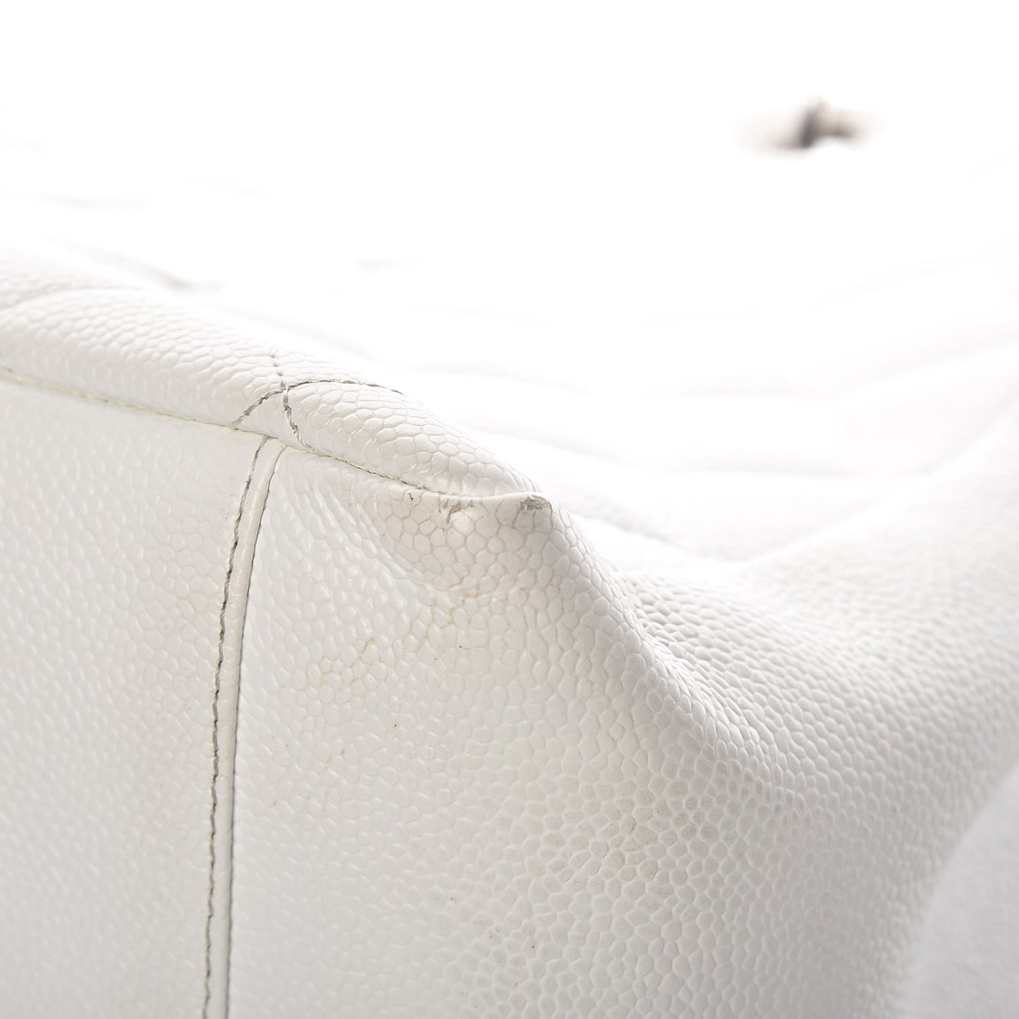 Caviar Quilted Grand Shopping Tote GST White