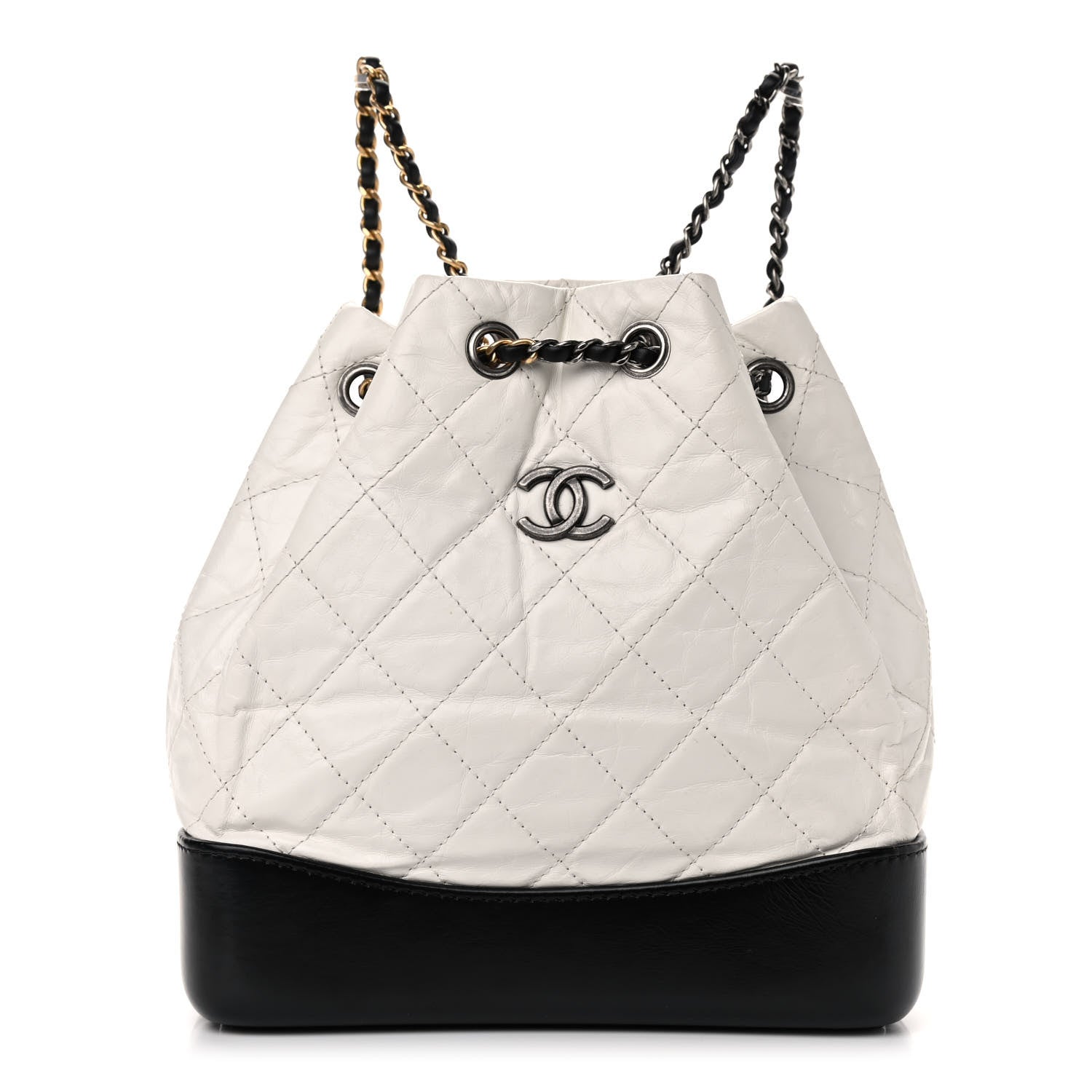 Chanel Aged Calfskin Quilted Small Gabrielle Backpack Black White 1 of 10