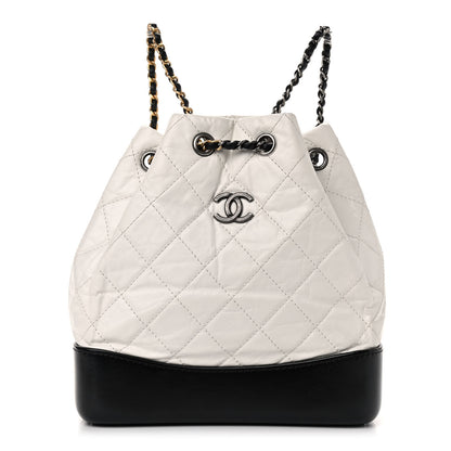 Chanel Aged Calfskin Quilted Small Gabrielle Backpack Black White 1 of 10